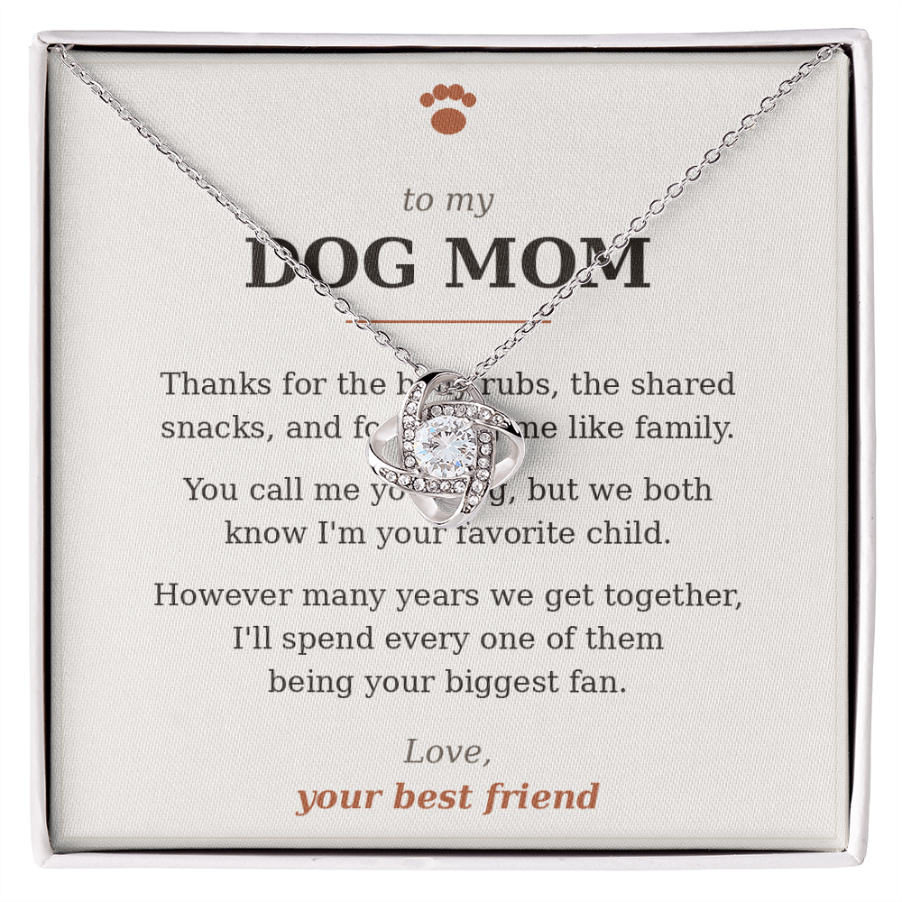 To My Dog Mom — Love Knot Necklace with Message Card