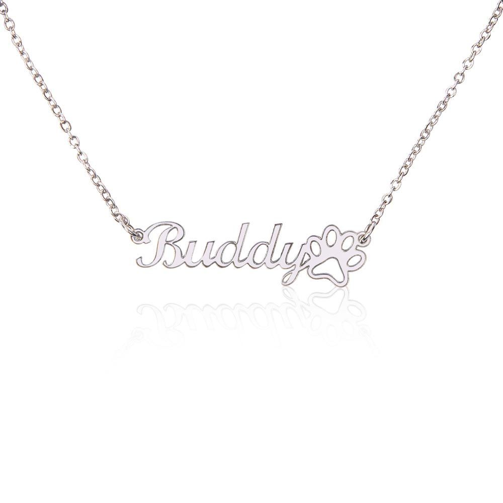 Personalized pet memorial paw necklace